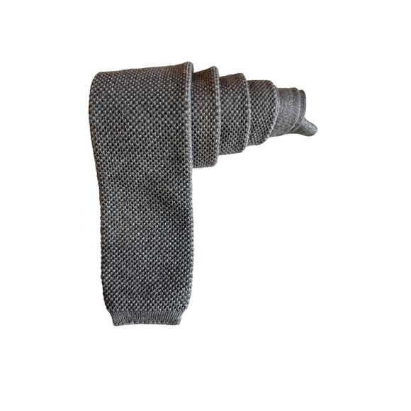 Vintage Paco Rabanne gray wool textured flat bottom tie - Picture 1 of 7